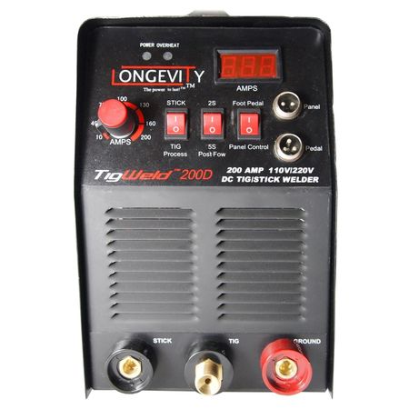 Longevity TIGWELD 200D, 110V/220V DC 200 Amp TIG / 180 Amp STICK Welder 880366
